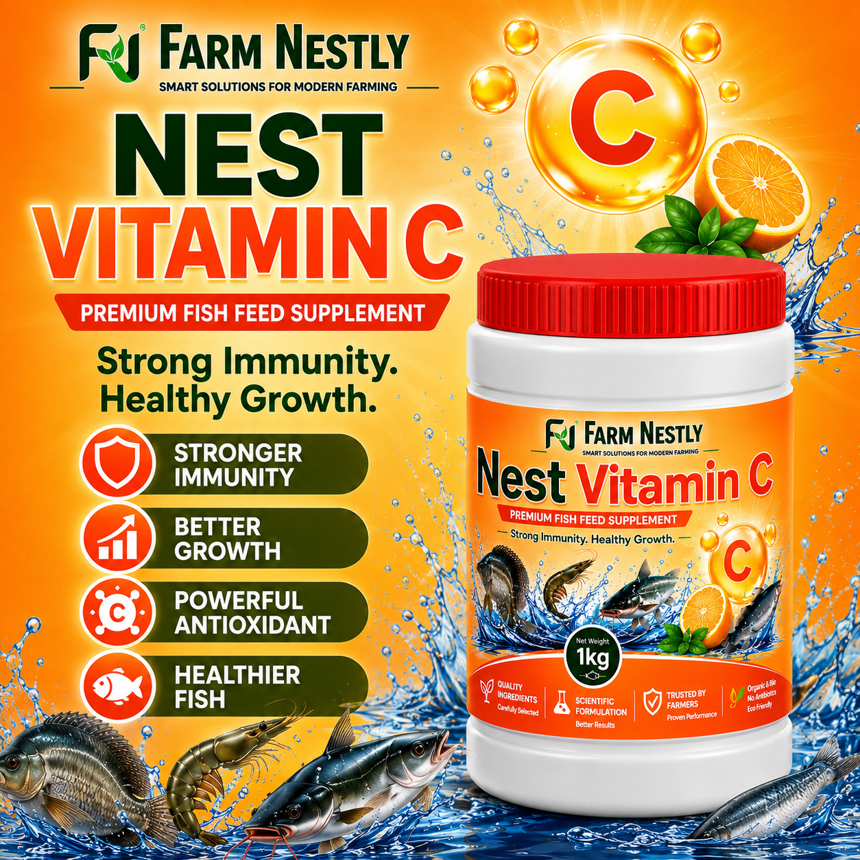 FarmNestly Vitamin C 1kg Fish Feed Supplement